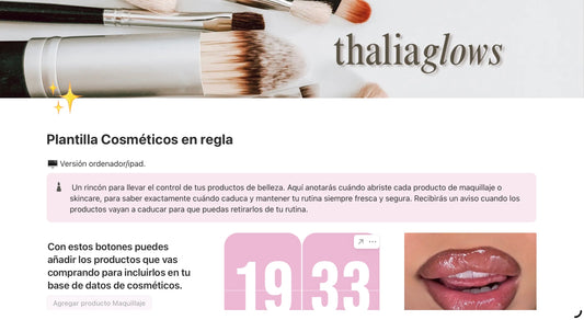Plantilla de Notion Cosméticos en regla. La herramienta que potenciará tu glow up✨
